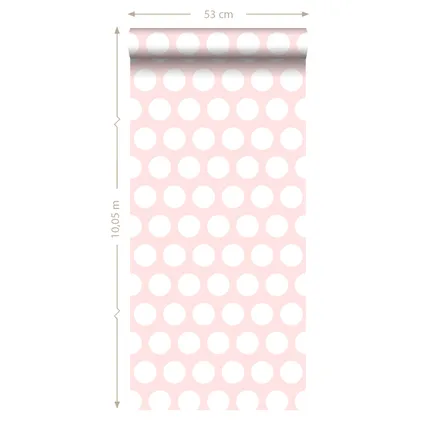ESTAhome behang stippen wit en licht roze - 53 cm x 10,05 m - 128859 7