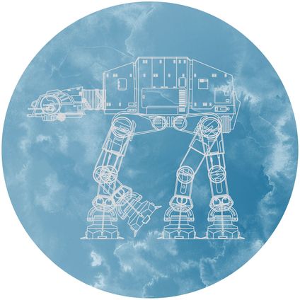 Komar zelfklevende behangcirkel Star Wars AT-AT blauw - Ø 128 cm - 610394