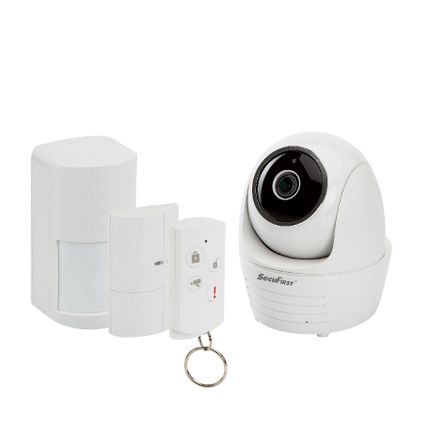 SecuFirst ALM314S Caméra IP rotative avec capteurs d'alarme pour intérieur - Vision nocturne 10M - FHD 1080P