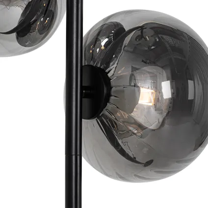 QAZQA Art Deco vloerlamp zwart met smoke glas 3-lichts - Ayesha 2