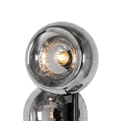 QAZQA Art Deco vloerlamp zwart met smoke glas 3-lichts - Ayesha 5
