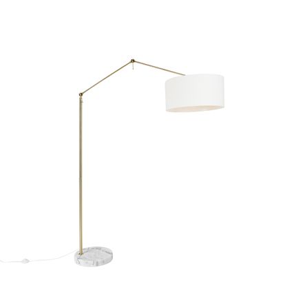 QAZQA Moderne vloerlamp goud met kap wit 50 cm verstelbaar - Editor