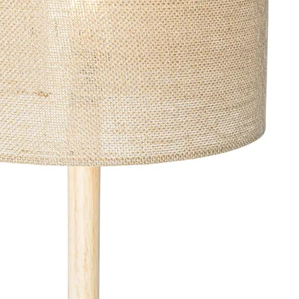 QAZQA Landelijke vloerlamp hout met linnen kap naturel 32 cm - Mels 7