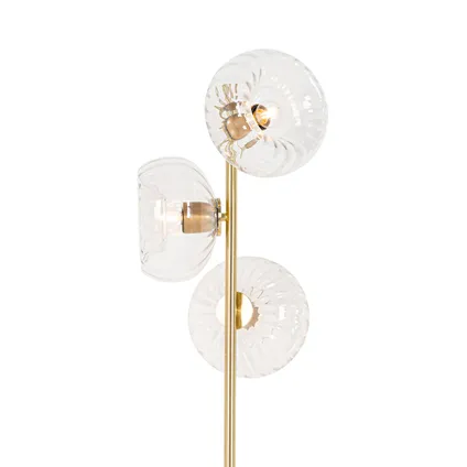 QAZQA Art Deco vloerlamp goud met glas 3-lichts - Ayesha 3