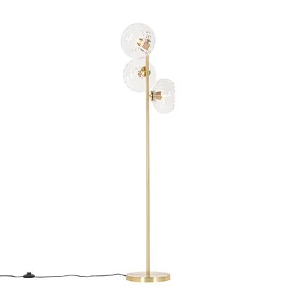 QAZQA Art Deco vloerlamp goud met glas 3-lichts - Ayesha 7