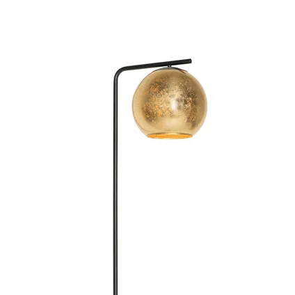 QAZQA Design vloerlamp zwart met goud glas - Bert 5