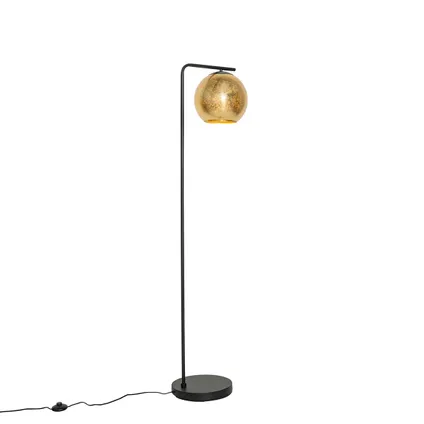 QAZQA Design vloerlamp zwart met goud glas - Bert 8