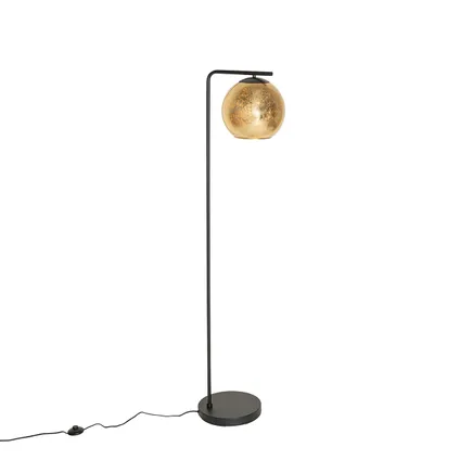 QAZQA Design vloerlamp zwart met goud glas - Bert 9