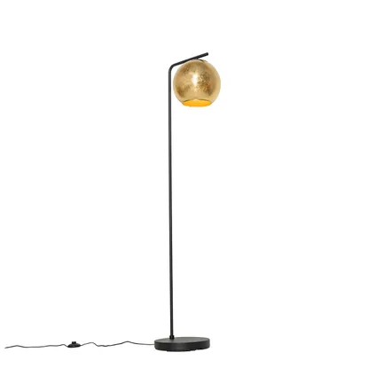 QAZQA Design vloerlamp zwart met goud glas - Bert 10