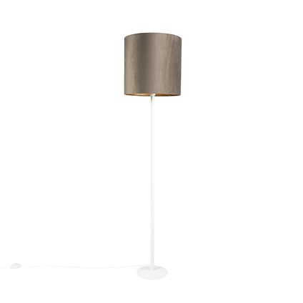QAZQA Voerlamp wit met taupe kap en gouden binnenkant 40 cm - Simplo
