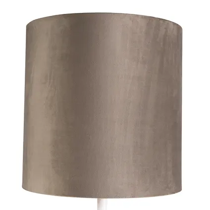 QAZQA Voerlamp wit met taupe kap en gouden binnenkant 40 cm - Simplo 2