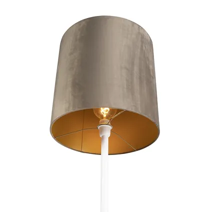 QAZQA Voerlamp wit met taupe kap en gouden binnenkant 40 cm - Simplo 5