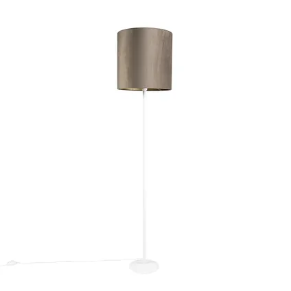 QAZQA Voerlamp wit met taupe kap en gouden binnenkant 40 cm - Simplo 9