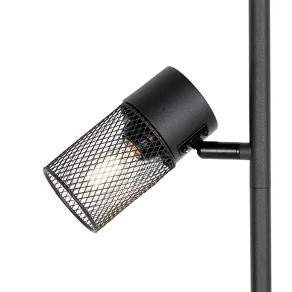 QAZQA Industriële vloerlamp zwart 3-lichts - Jim 2