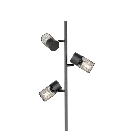 QAZQA Industriële vloerlamp zwart 3-lichts - Jim 3