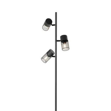 QAZQA Industriële vloerlamp zwart 3-lichts - Jim 6