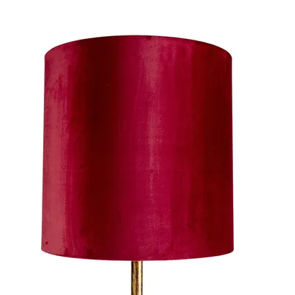 QAZQA Vintage vloerlamp goud met rode kap 40 cm - Simplo 2