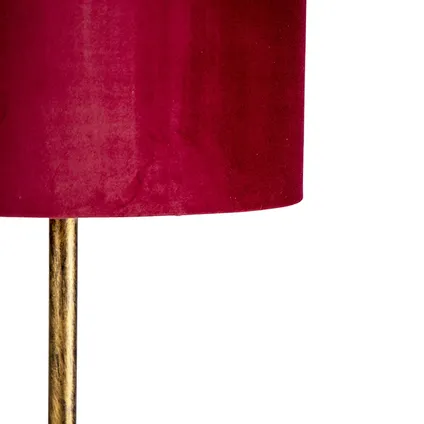 QAZQA Vintage vloerlamp goud met rode kap 40 cm - Simplo 3