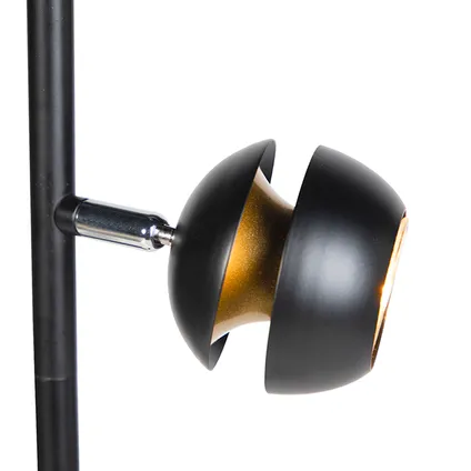 QAZQA Moderne vloerlamp 3-lichts zwart met gouden binnenkant - Buell Deluxe 3