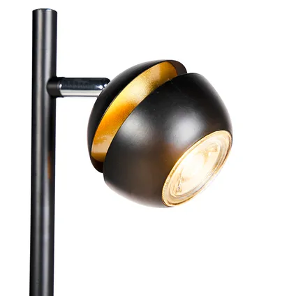 QAZQA Moderne vloerlamp 3-lichts zwart met gouden binnenkant - Buell Deluxe 7