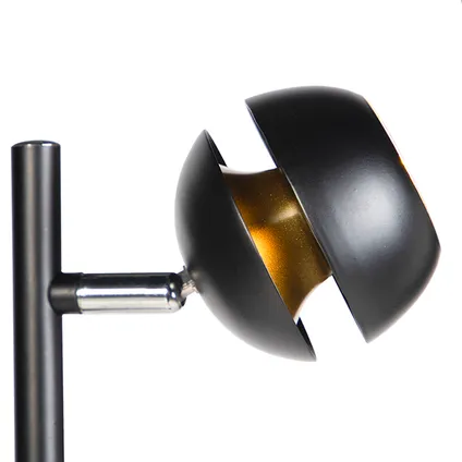 QAZQA Moderne vloerlamp 3-lichts zwart met gouden binnenkant - Buell Deluxe 8