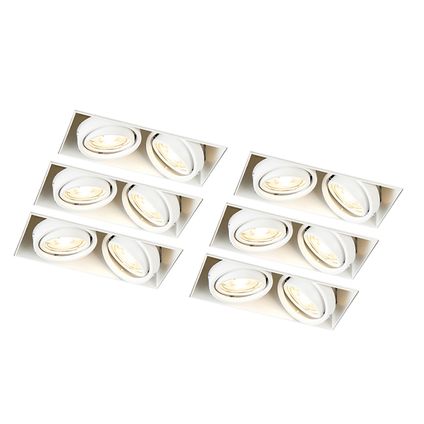 QAZQA Set van 6 inbouwspots wit GU10 kantelbaar trimless 2-lichts - Oneon