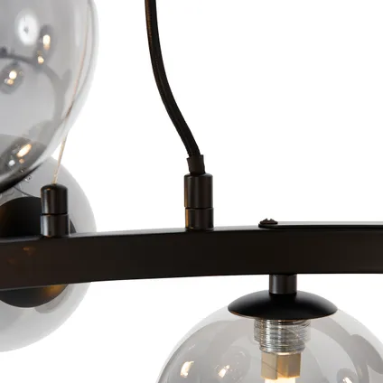 QAZQA Art Deco hanglamp zwart met smoke glas 12-lichts - David 5