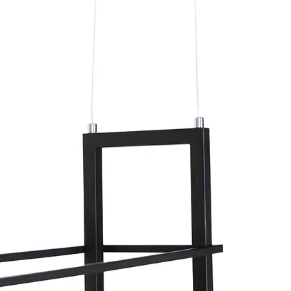 QAZQA Suspension industrielle noire avec bois et crémaillère 4 lumières - Cage Rack 7