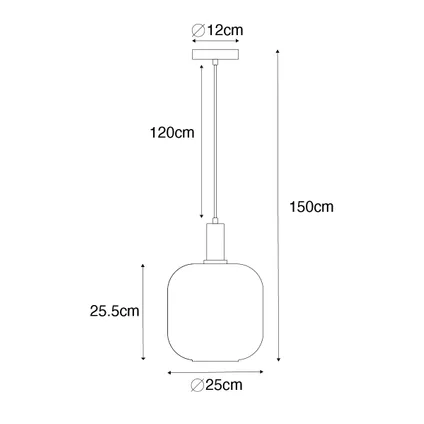 QAZQA Lampe à suspension design noire avec laiton et verre ambré - Zuzanna 4