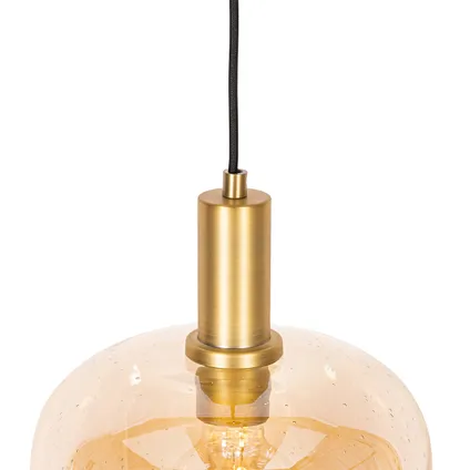 QAZQA Lampe à suspension design noire avec laiton et verre ambré - Zuzanna 6
