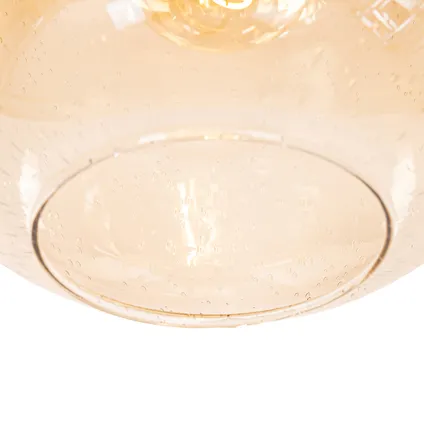 QAZQA Lampe à suspension design noire avec laiton et verre ambré - Zuzanna 8