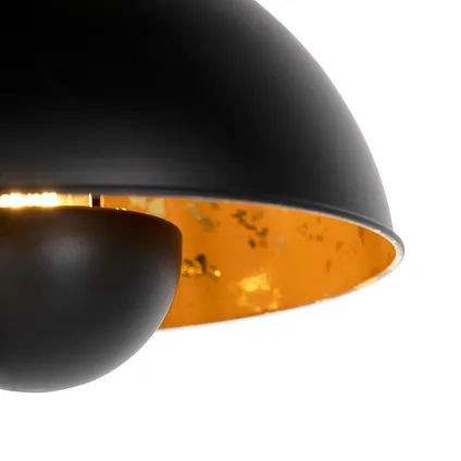 QAZQA Lampes à suspension industrielles noires avec 2 lumières dorées - Magna Eglip 3