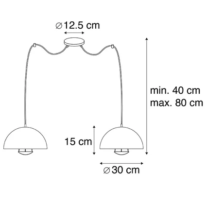 QAZQA Lampes à suspension industrielles noires avec 2 lumières dorées - Magna Eglip 4