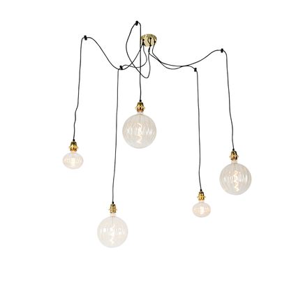 QAZQA Hanglamp goud 5-lichts incl. LED amber dimbaar - Cava Luxe