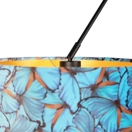 QAZQA Hanglamp met velours kappen vlinders met goud 35 cm - Blitz II zwart 2