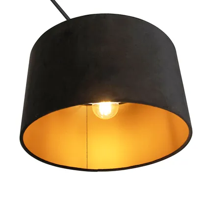 QAZQA Hanglamp met velours kap zwart met goud 35 cm - Blitz I zwart 6