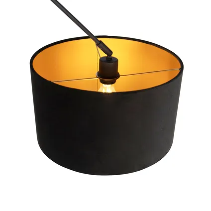 QAZQA Hanglamp met velours kap zwart met goud 35 cm - Blitz I zwart 7