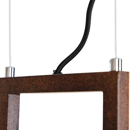 QAZQA Industriële hanglamp roestbruin met rek 4-lichts - Cage Rack 10