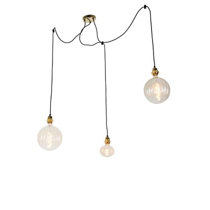 QAZQA Hanglamp goud 3-lichts incl. LED amber dimbaar - Cava Luxe