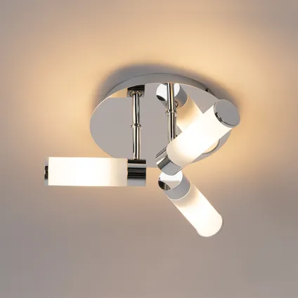 QAZQA Moderne badkamer plafondlamp chroom 3-lichts IP44 - Bath 10