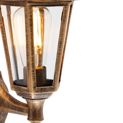 QAZQA Klassieke buitenwandlamp antiek goud met bewegingssensor - New Haven 6