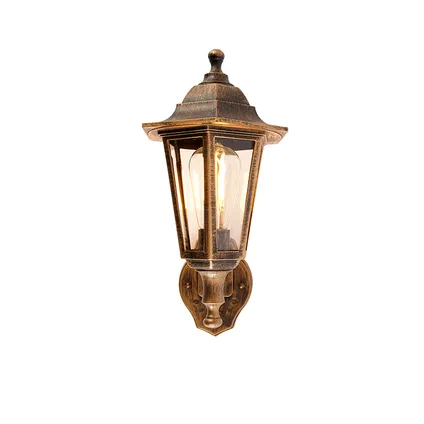 QAZQA Klassieke buitenwandlamp antiek goud met bewegingssensor - New Haven 8