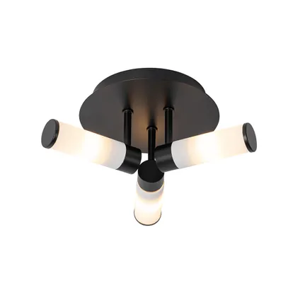 QAZQA Moderne badkamer plafondlamp zwart 3-lichts IP44 - Bath 6