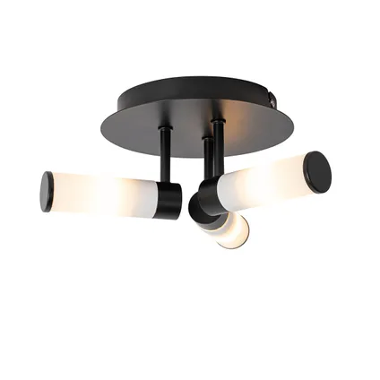 QAZQA Moderne badkamer plafondlamp zwart 3-lichts IP44 - Bath 7