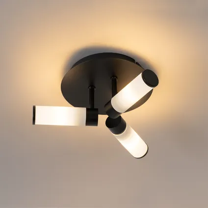 QAZQA Moderne badkamer plafondlamp zwart 3-lichts IP44 - Bath 10
