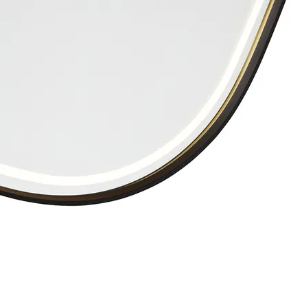 QAZQA Professional Miroir de salle de bain noir avec LED avec variateur tactile ovale - Miral 7