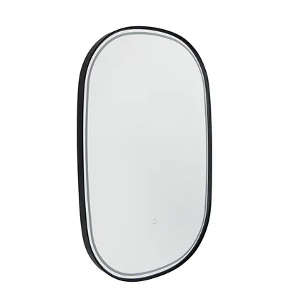 QAZQA Professional Miroir de salle de bain noir avec LED avec variateur tactile ovale - Miral 9