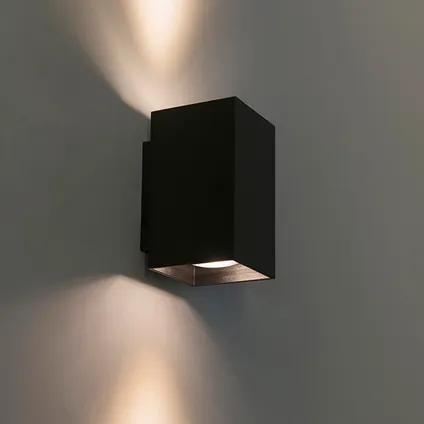 QAZQA Set van 2 moderne wandlampen zwart vierkant 2-lichts - Sandy 7
