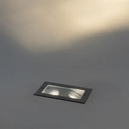 QAZQA Spot de sol moderne noir 2 lumières orientable IP65 - Oneon 10