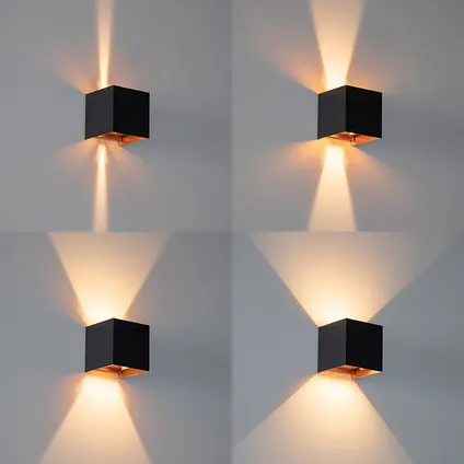 QAZQA Buiten wandlamp zwart met goud incl. LED 2-lichts IP54 - Edwin 5
